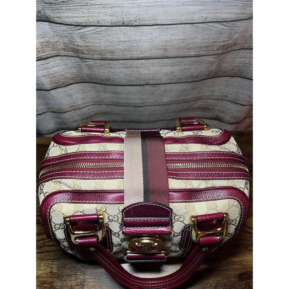 Gucci Aviatrix Monogram Medium Boston Bag - Bordeaux - Picture 4 of 15